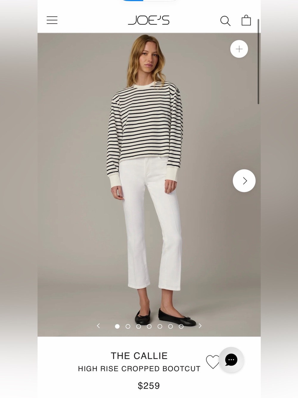 Joe's Jeans the Callie high rise cropped boot cut